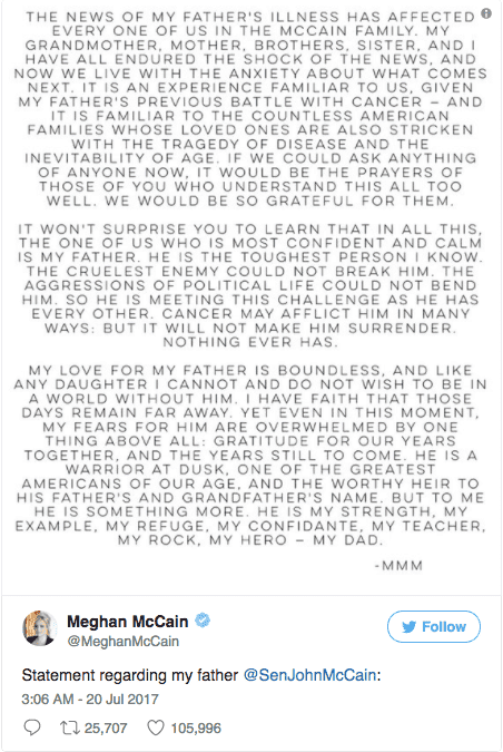 Meghan McCain Twitter Statement