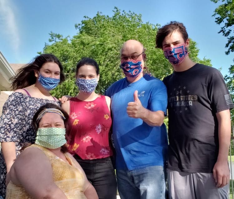 Grandma Terry's family wearing the masks
